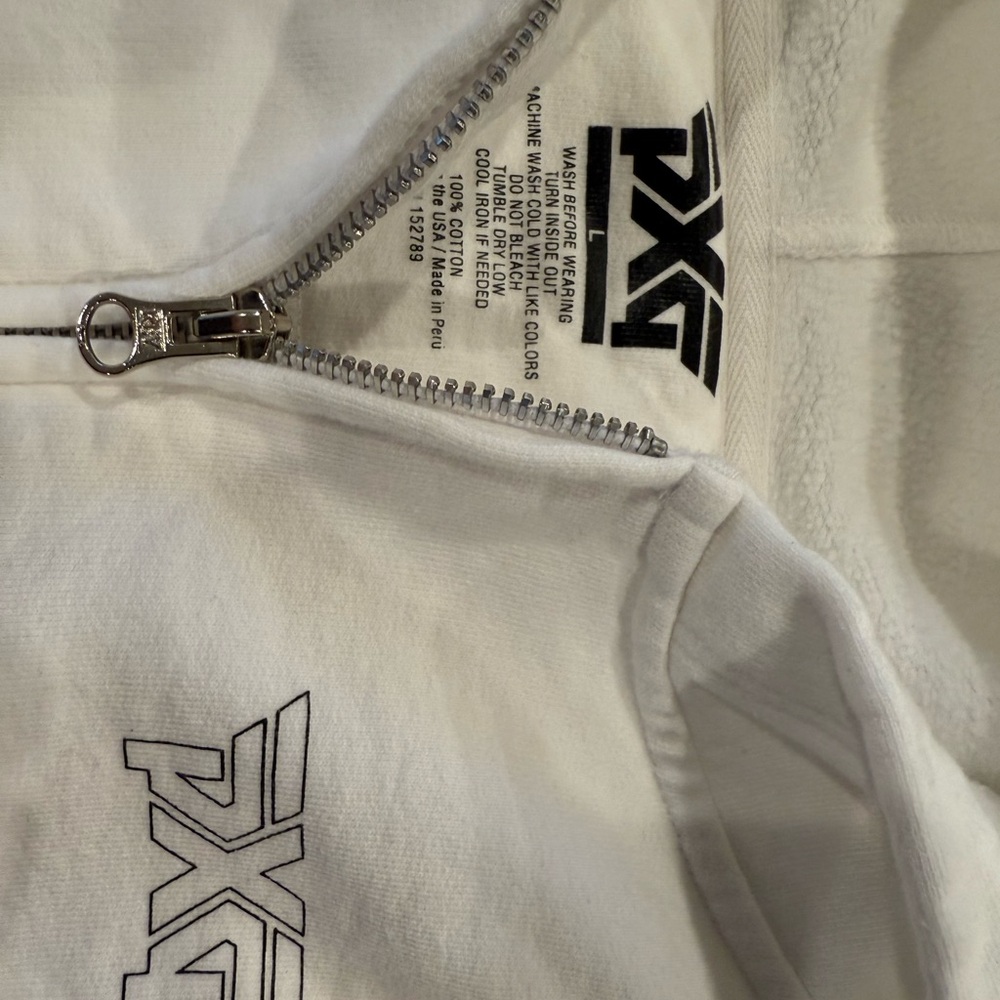 PXG White Zip-Up Hoodie Men’s Large.  Like new.
